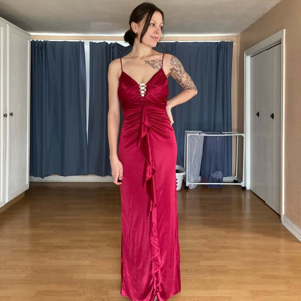 VTG 90s Masquerade Red Dressy Gown - Picture 3 of 7